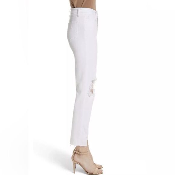L’AGENCE ‘Audrina’ High Rise Jean In Blanc Worn Destruct Size 25 - Picture 2 of 12